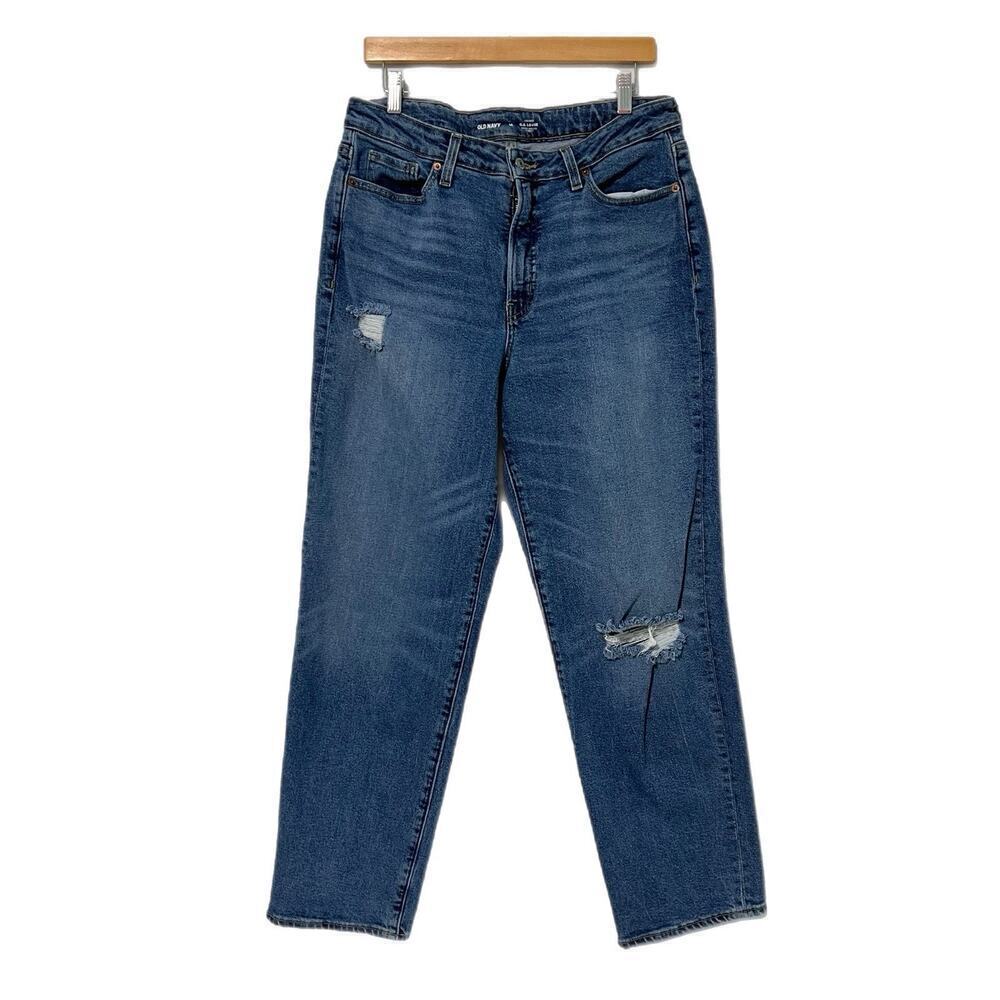 Old Navy OG Loose Jeans Women's 14 Blue Denim Stretch High-Rise Pockets Straight